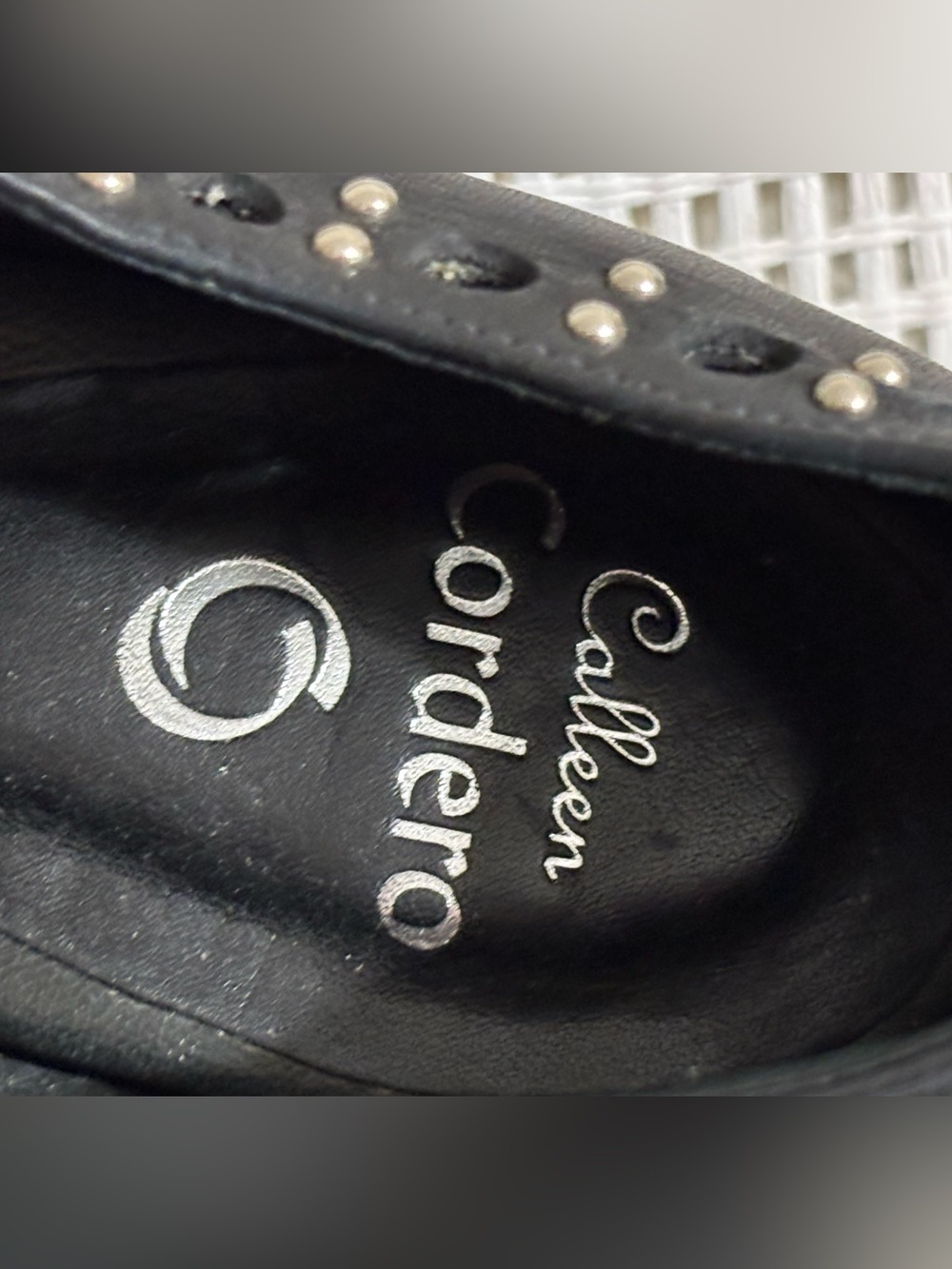 Calleen Cordero Black Studded Leather Lace-Up Oxfords with High Heels - Near New - Picture 7 of 11